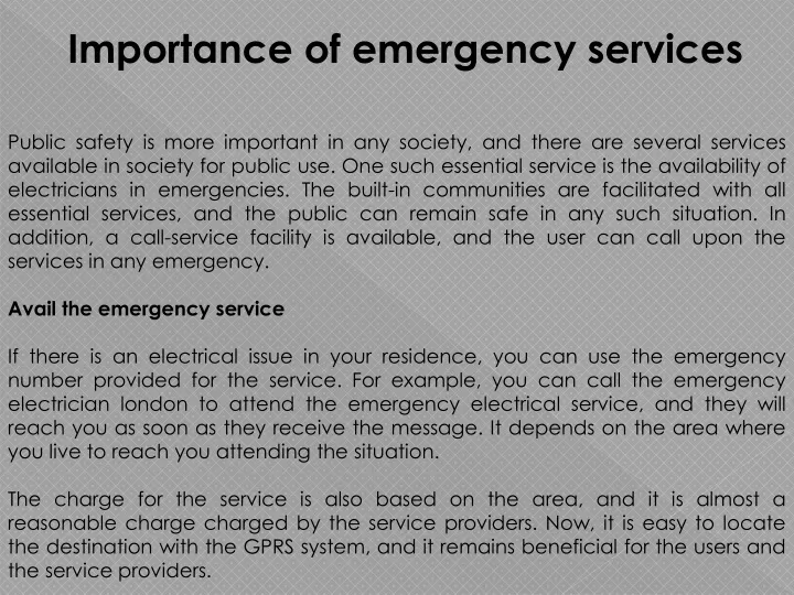 importance of emergency services