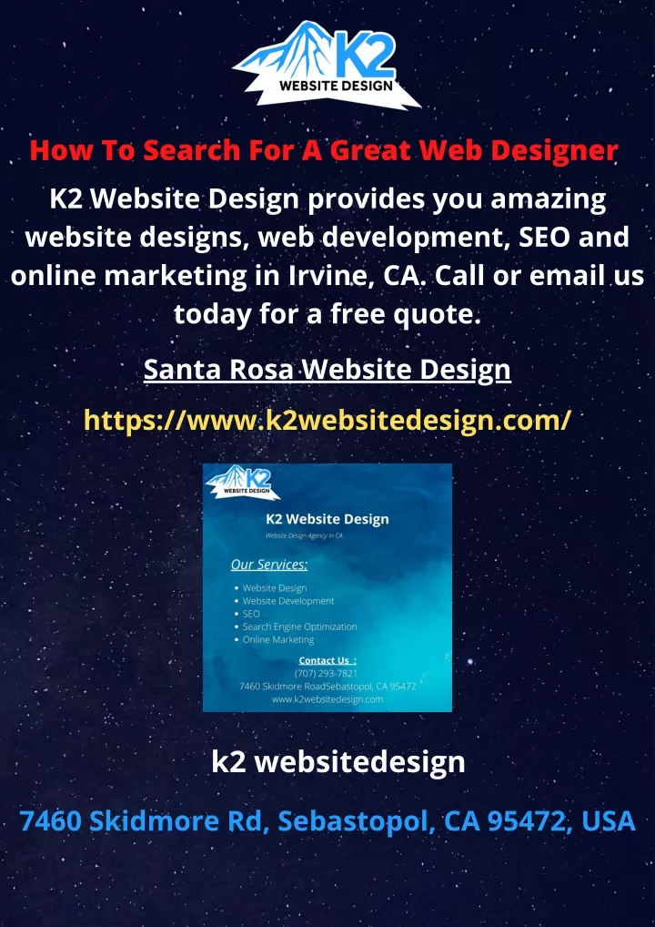 how to search for a great web designer k2 website