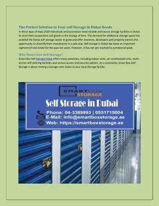 The Perfect Solution to Your self Storage in Dubai Needs
