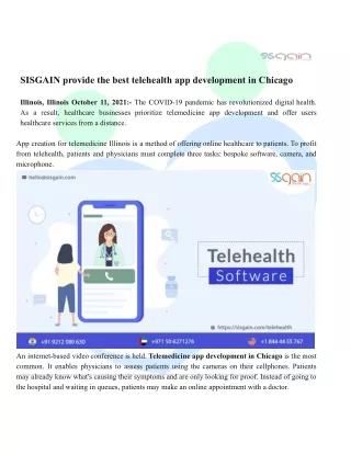 SISGAIN provide the best telehealth app development in Chicago | SISGAIN