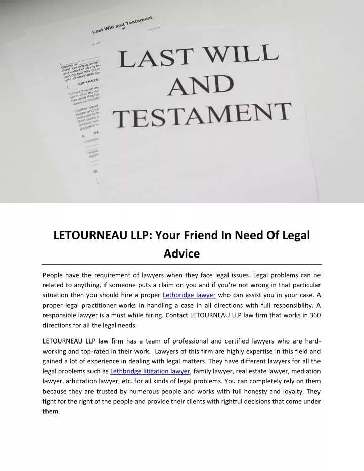letourneau llp your friend in need of legal advice