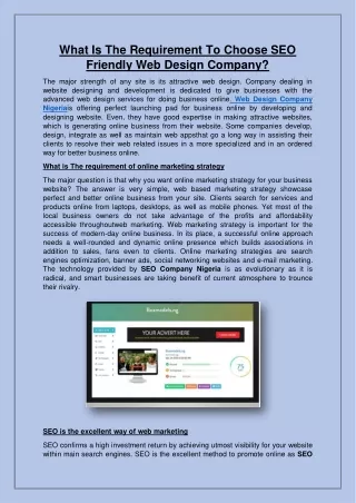 what is the requirement to choose seo friendly