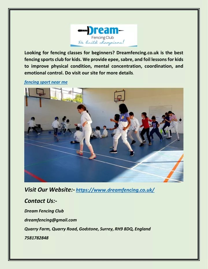 looking for fencing classes for beginners