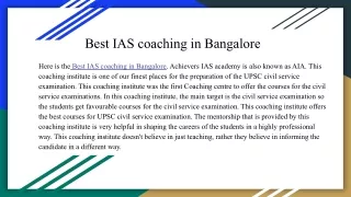 Best IAS coaching in Bangalore