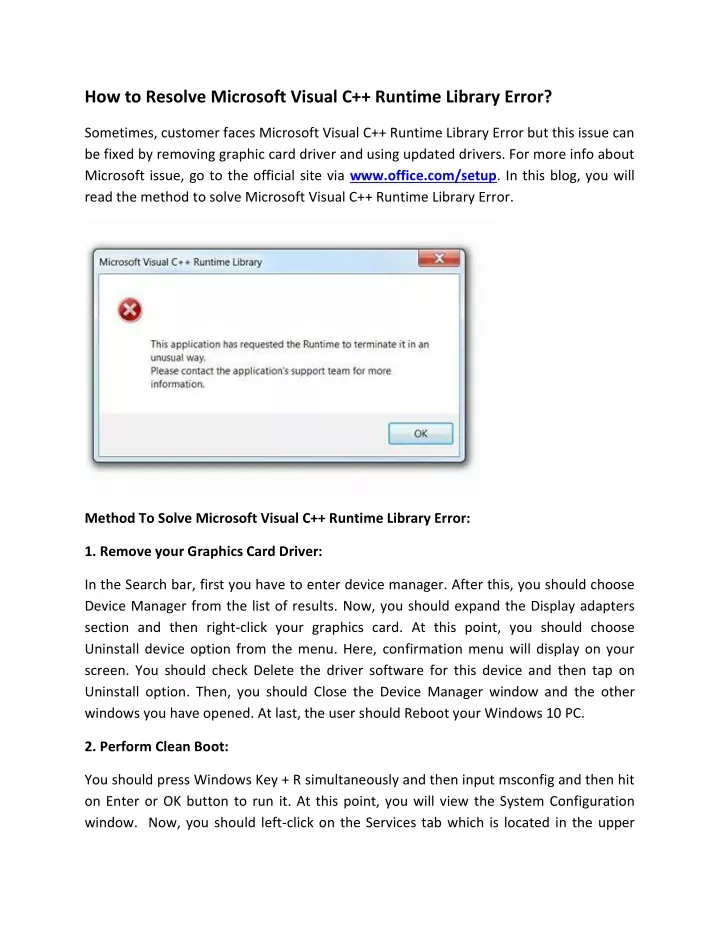 PPT - How To Resolve Microsoft Visual C Runtime Library Error ...