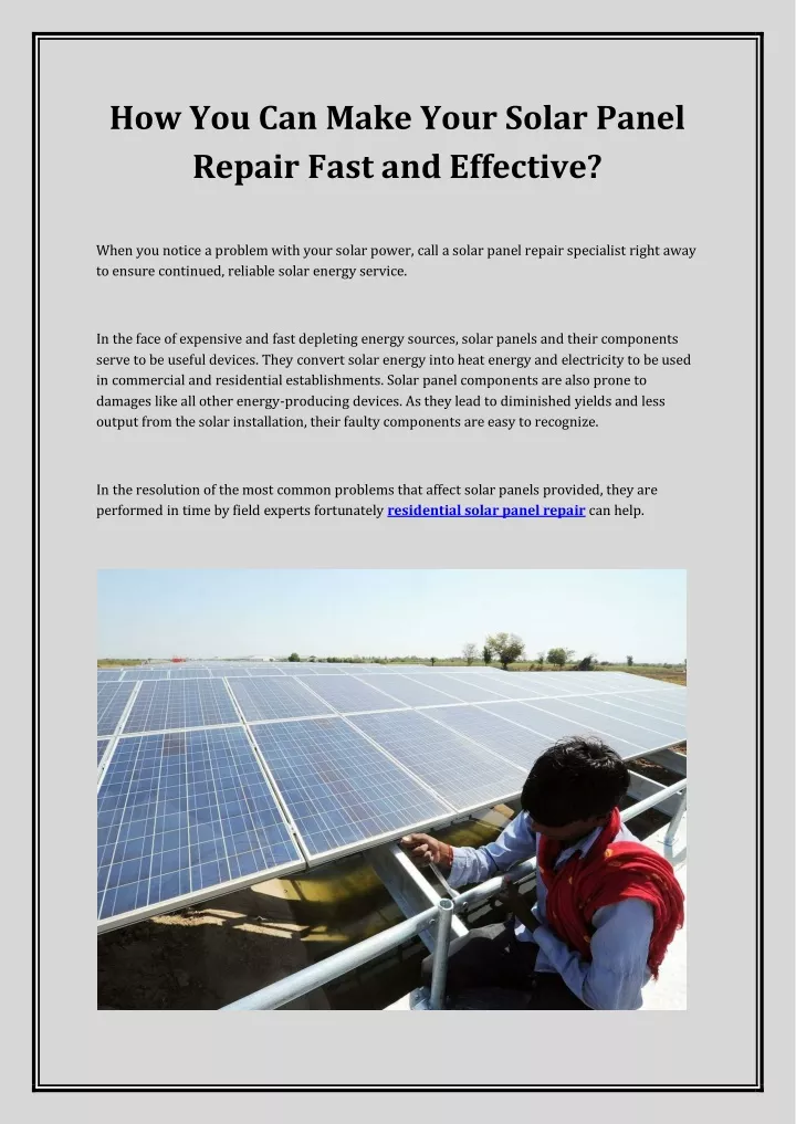 how you can make your solar panel repair fast