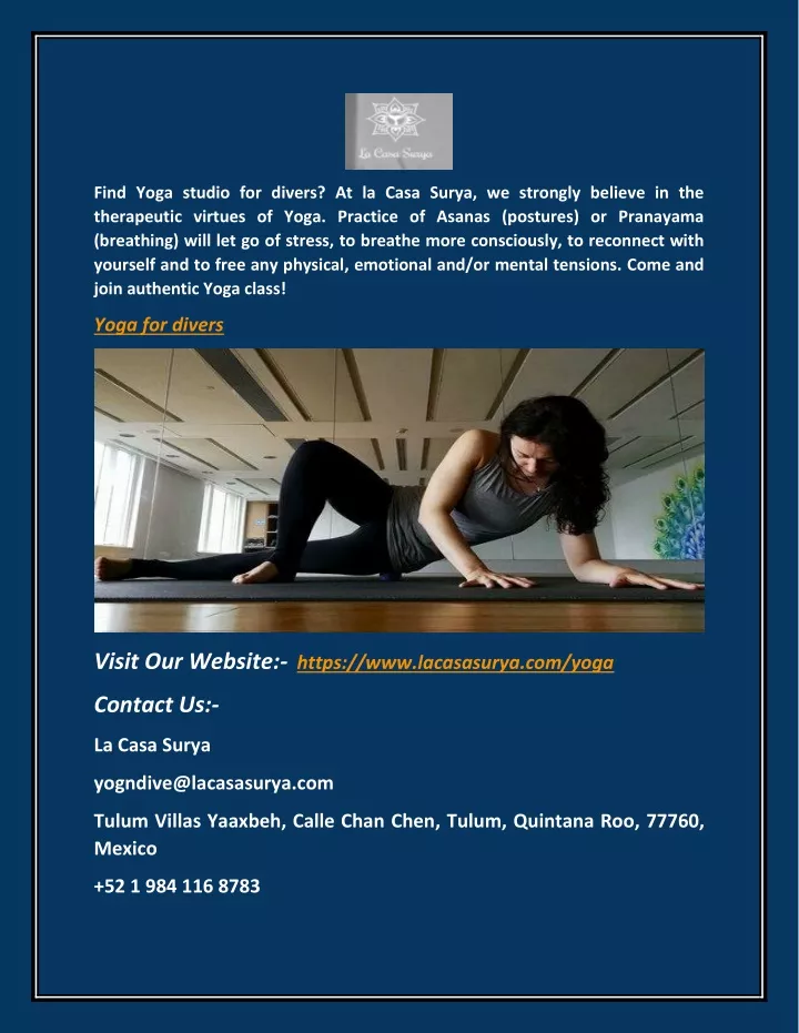 find yoga studio for divers at la casa surya