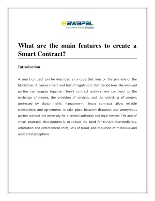 what are the main features to create a smart