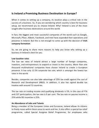 is ireland a promising business destination