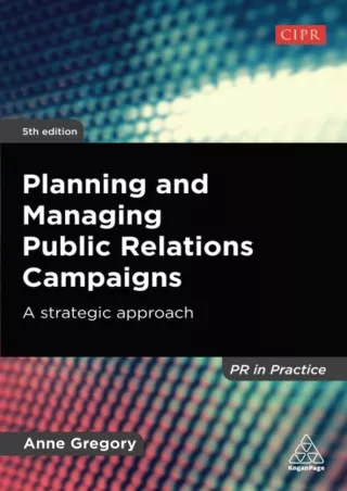 EBOOK Planning and Managing Public Relations Campaigns A Strategic Approach