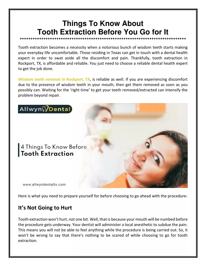 things to know about tooth extraction before