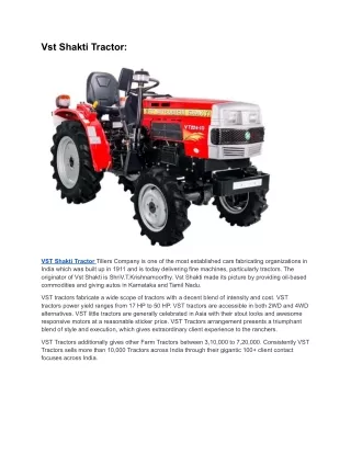 Best Vst Shakti Tractor in India 2021