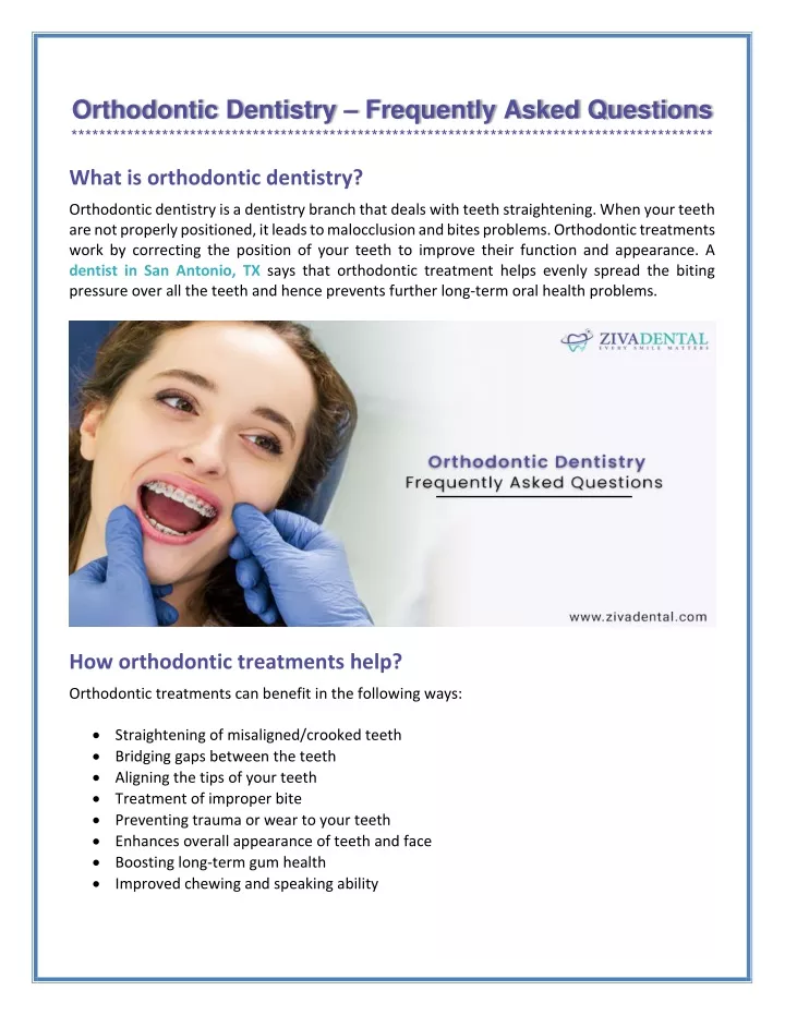 orthodontic dentistry frequently asked questions