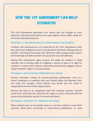 how the 1st amendment can help