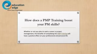 How does a PMP Training boost your PM