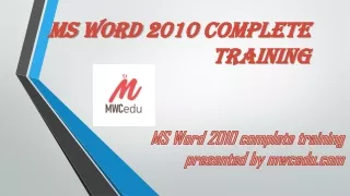 free MS Word 2010 complete Training
