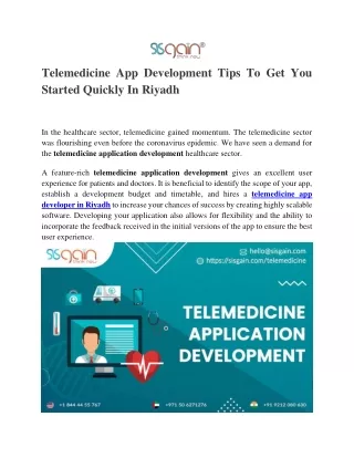 Riyadh Telemedicine App Development Tips