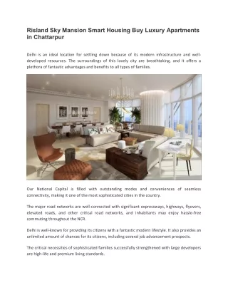 Risland Sky Mansion Smart Housing Buy Luxury Apartments in Chattarpur