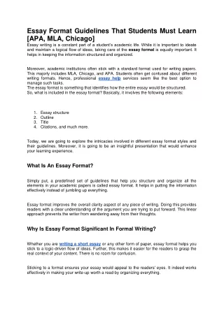 essay format guidelines that students must learn