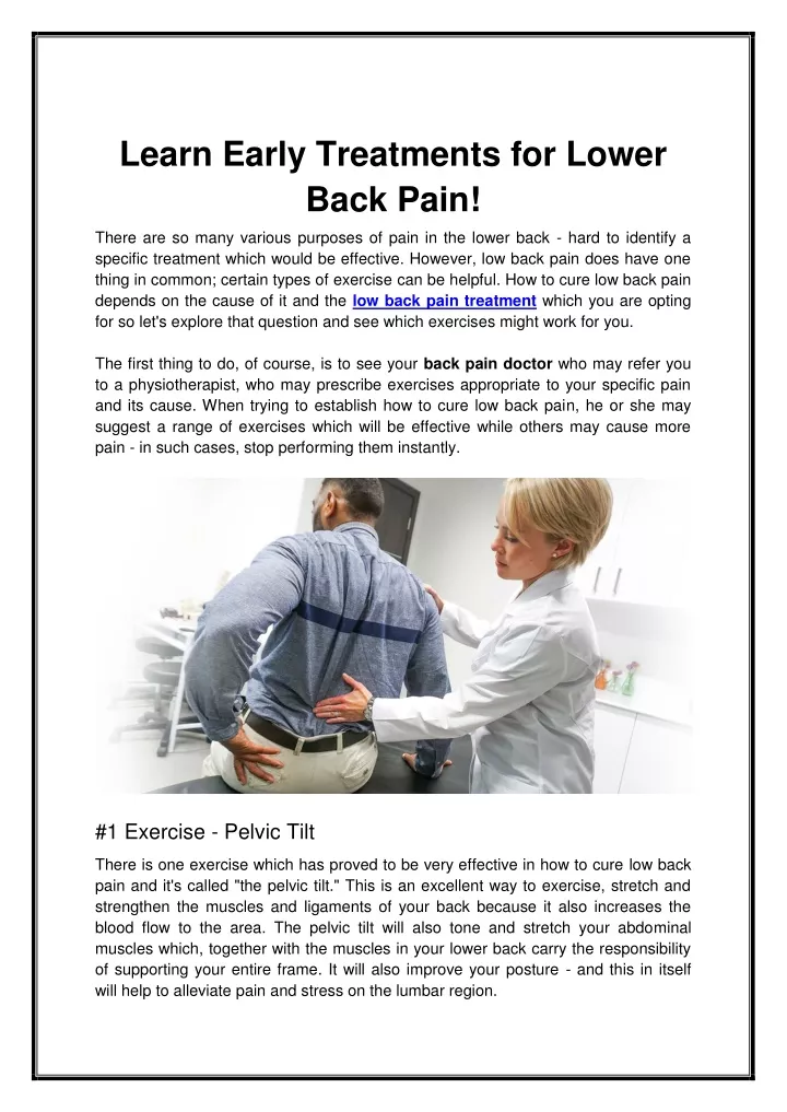 learn early treatments for lower back pain