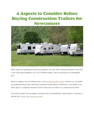 4 aspects to consider before buying construction