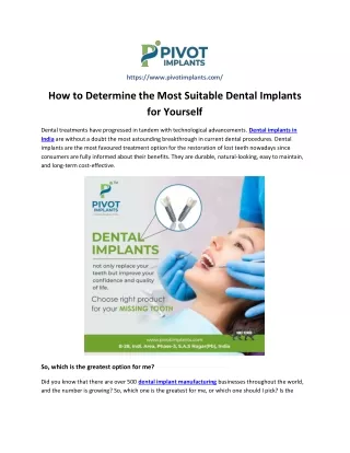 How to Determine the Most Suitable Dental Implants for Yourself