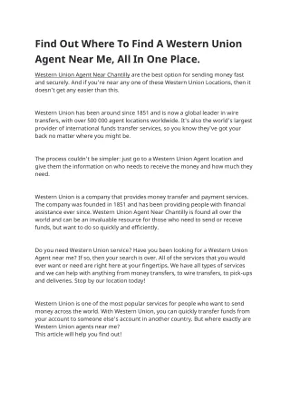 find out where to find a western union agent near