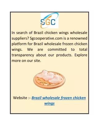 Brazil Wholesale Frozen Chicken Wings  Sgcooperative.com