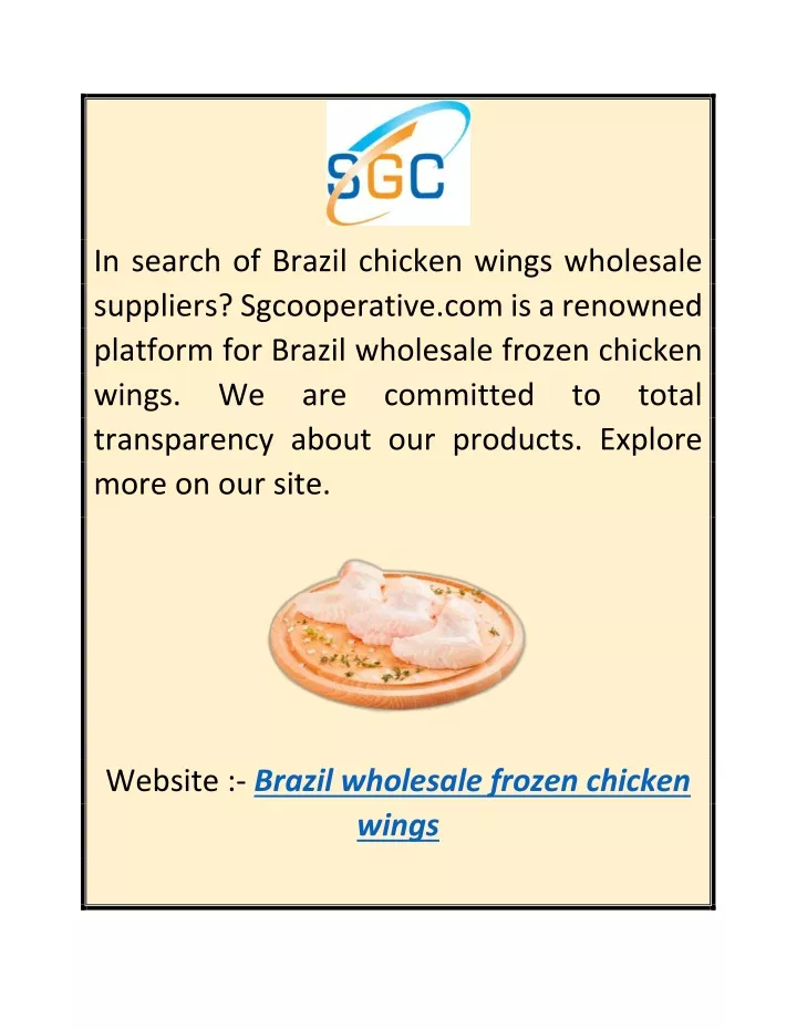 in search of brazil chicken wings wholesale
