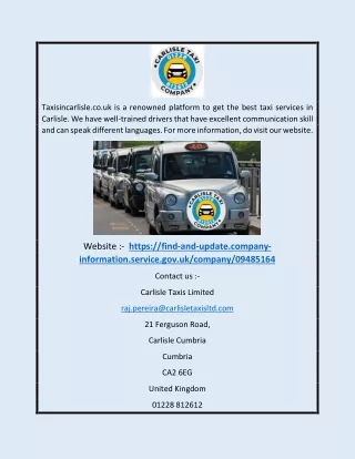 Carlisle Taxis Limited | Taxisincarlisle.co.uk