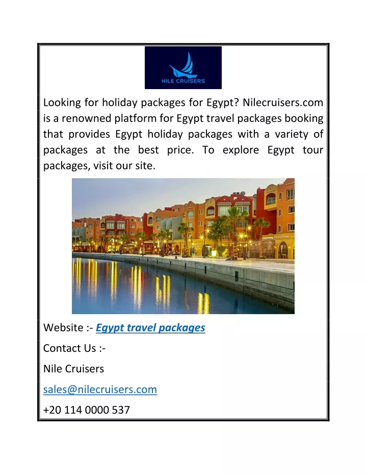 looking for holiday packages for egypt