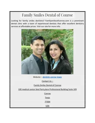 Dentists Conroe Texas  Familysmilesofconroe.com