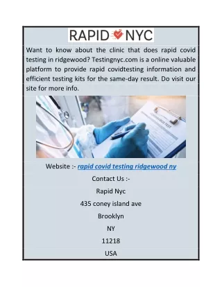 want to know about the clinic that does rapid