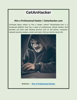Hire a Professional Hacker | Getanhacker.com