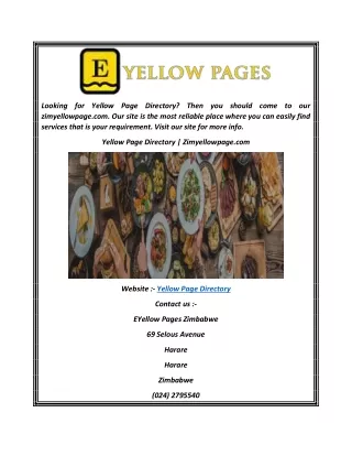 Yellow Page Directory  Zimyellowpage.com