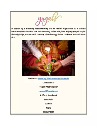 Wedding Matchmaking Site India  Yugals.com