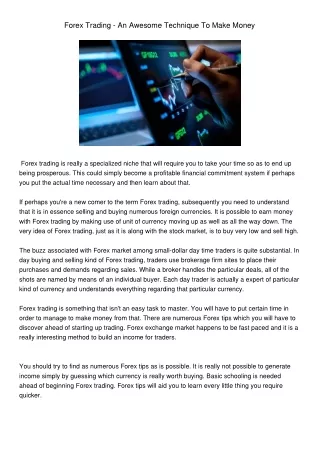 forex trading an awesome technique to make money