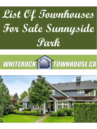 List Of Townhouses For Sale Sunnyside Park