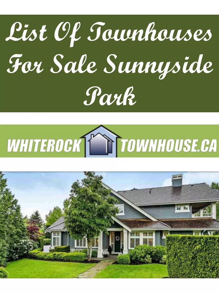 list of townhouses for sale sunnyside park