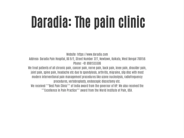 daradia the pain clinic