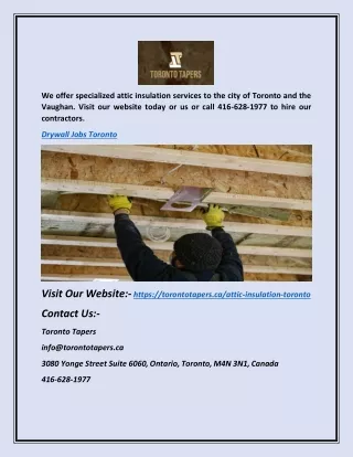 Attic Insulation Services in Vaughan & Toronto | Toronto Tapers