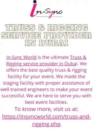 Truss & Rigging service provider in Dubai | In Sync World