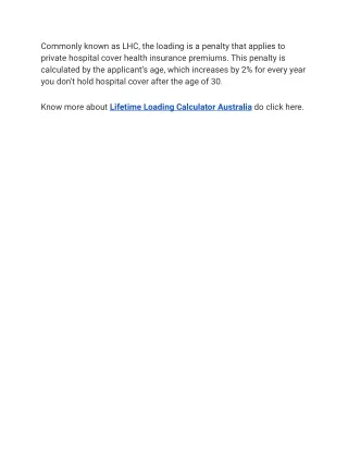 commonly known as lhc the loading is a penalty