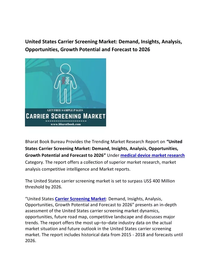 united states carrier screening market demand