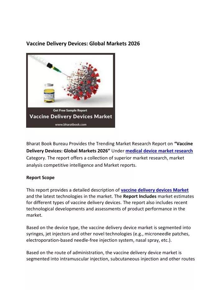 vaccine delivery devices global markets 2026