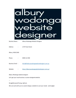 Albury Wodonga Website Designer