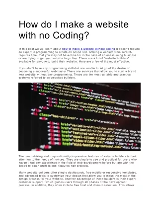 How do I make a website with no Coding