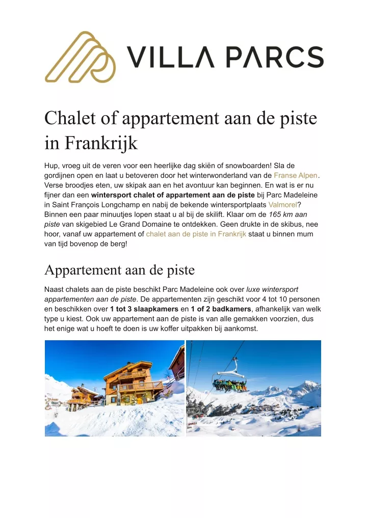 chalet of appartement aan de piste in frankrijk