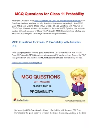 mcq questions for class 11 probability