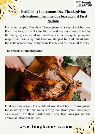 Rethinking Indigenous DayThanksgiving celebrations Unconscious bias against First Nations